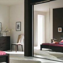 Bedroom Thumbnail size Big Mirror Closet Brown Drawer Brown Bed Red Bed Cover