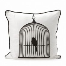 Interior Design Thumbnail size Bird Cage Pillow Case Square Shaped Pillow Black And White Pillo Case Unique Pillow Case Design