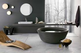 Bathroom Large-size Black Natural Stone Bathtubs Combining Comfort Bathroom