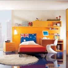 Kids Room Black Glossy Floor Children’s Bedroom Ideas Yellow Cupboard1 Children’s-Bedroom-Ideas-Colour-Sofa-with-Rugs