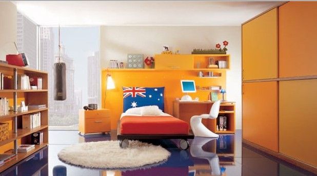 Black Glossy Floor Children’s Bedroom Ideas Yellow Cupboard1 Kids Room