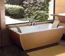 Bathroom Brown Stylish Leather Bathtub Oval-Stylish-Leather-Bathtub