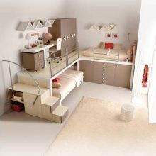 Kids Room Thumbnail size Calm Kid Bedroom Cream Fur Rug Soft Loft Bed Innovative Wall Bars