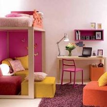 Kids Room Children’s Bedroom Ideas Colour Sofa With Rugs pink-bedroom-21