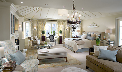 Bedroom Classic Chandelier Floral Print Sofa Contemporary Bed Amazing Ceiling Exciting Inspiration on the Bedroom Design