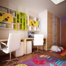 Kids Room Thumbnail size Kids Room Colorful Box Shelf Wooden Desk Modern Swivel Chair Colorful Carpet1 Kid bedroom with Calm and Fresh Decoration by Neopolis