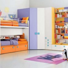 Kids Room Colorful Kid Bedroom Penguin Dolls Futuristic Bunk Beds Colorful Racks Futuristic-wall-lights-Spiral-staircase-Contemporary-loft-beds-Inspiring-wall-bars