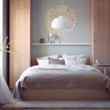 Bedroom Contemporary Wall Accessories White Bed Cover White Rugs Modern Style Hanging Lamp Itegrated-storage-Books-Closet-Plant