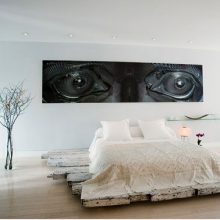Bedroom Thumbnail size Creame Floor Unique Mural Modern Bedroom Design White Pillow
