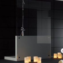 Bathroom Dark Stylish Glass Wall Bathroom Design bathtub-minimalist-bathroom-design