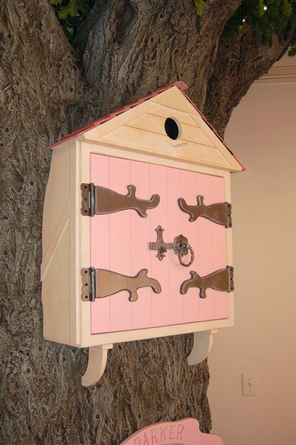 Bedroom Fake Bird Cage Pink Color Cage Door Iron Handle  Iron Hinge Fairy Bedroom for Your Beloved Children
