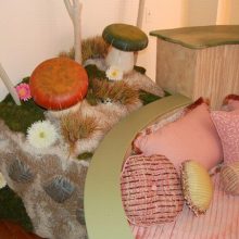 Bedroom Fake Mushroom Pillows Pink Bed Cover Fake Grass Fake-bird-cage-Pink-color-cage-door-Iron-handle-_iron-hinge