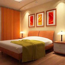 Bedroom Thumbnail size Bedroom Fascinating Table Lamps Back Folded Headboard Cool Orange Curtain Inspiring Wall Decoration Charming Bedroom Interior in Various Lighting Create Cozy Sensation