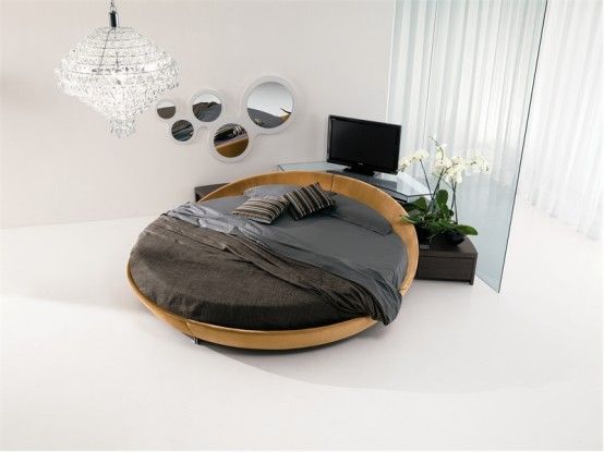 Glass Sliding Door Leather Round Beds Italian Furniture Design Ideas