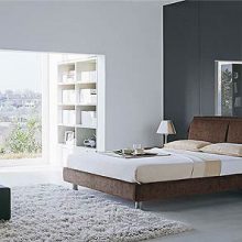 Bedroom Glass Wall Low Profile Bed Glossy Dark Wardrobe White Fur Rug Low-profile-bed-White-wardrobe-Dark-brown-drawer-Artistic-wall-decoration