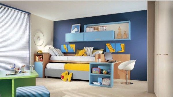 Green Table Children’s Bedroom Ideas Blue Wall1 Kids Room