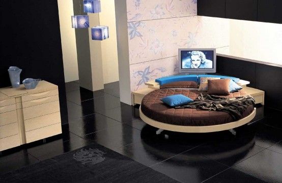 Italian Furniture Design Leather Round Beds Black Floor Ideas