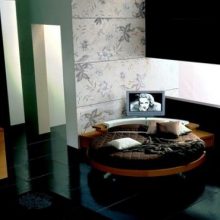 Ideas Italian Furniture Design Leather Round Beds Black Glossy Floor Italian-Furniture-Design-Leather-Round-Beds-brown-theme
