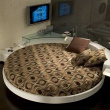 Ideas Italian Furniture Design Leather Round Beds Brown Theme Italian-Furniture-Design-Leather-Round-Beds-Black-wooden-floor