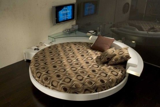 Italian Furniture Design Leather Round Beds Brown Theme Ideas