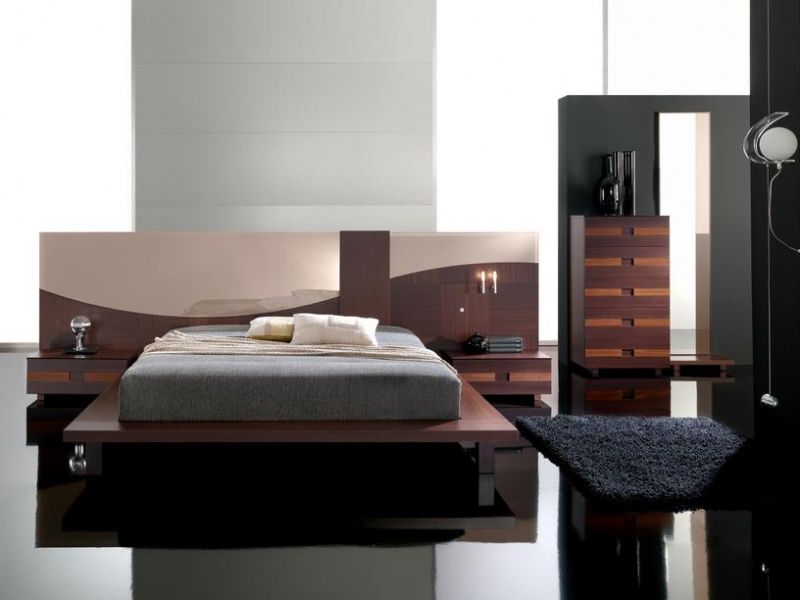 Bedroom Large-size Low Profile Bed Wall Mounted Headboard Wood Drawer Bedroom
