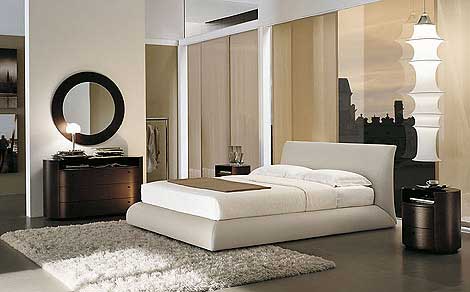 Low Profile Bed White Fur Rug Fascinating Bed Headboard Glossy Dark Dressing Table Bedroom