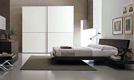 Low Profile Bed White Wardrobe Dark Brown Drawer Artistic Wall Decoration Bedroom