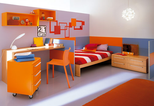 Minimalist Orange Drawer Colorful Kid Bedroom Artistic Ball Pendant Lamp Lacquered Wooden Desk Bedroom