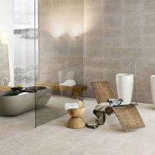Bathroom Neutra’s Sleek Stylish Bathrooms Glass Sliding Door Neutra’s-Sleek-Stylish-Bathrooms-Brown-Sinks