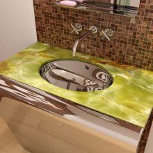 Kitchen Sleek Stylish Bathrooms Green Table Ideas Sleek-Stylish-Bathrooms-Grey-Wall
