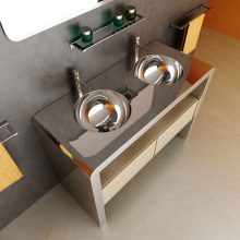 Kitchen Sleek Stylish Bathrooms Grey Wall Grey-Sleek-Stylish-Bathrooms