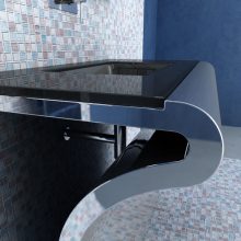 Kitchen Sleek Stylish Bathrooms Mosaic Floor Sleek-Stylish-Bathrooms-Purple-Wall