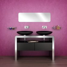 Kitchen Sleek Stylish Bathrooms Purple Wall Grey-Sleek-Stylish-Bathrooms