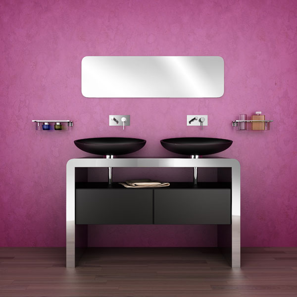 Sleek Stylish Bathrooms Purple Wall Kitchen