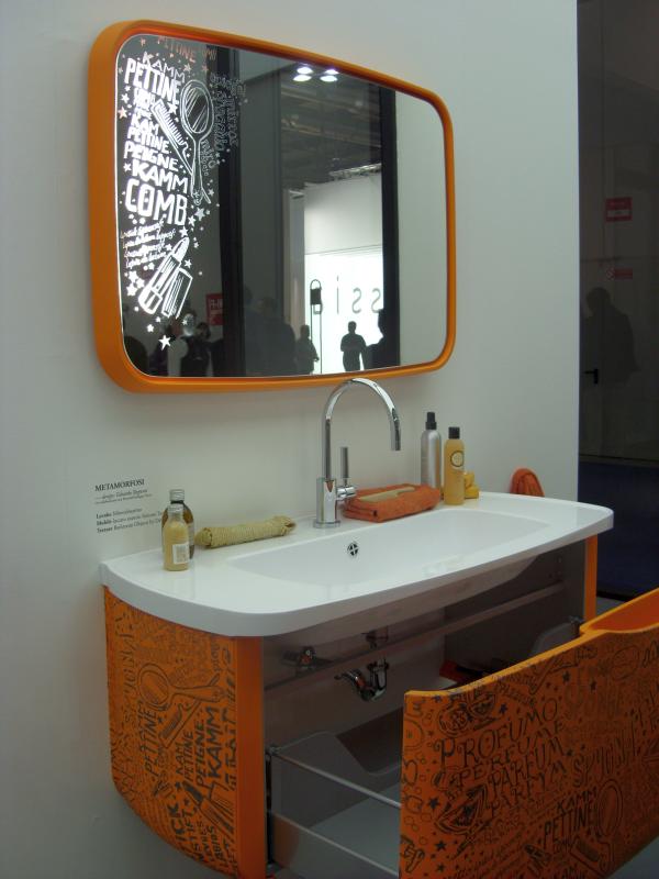 Youthful Orange Bathroom Simple Mirror Sink Cabinet Ideas Bathroom