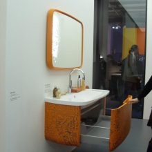 Bathroom Youthful Orange Bathroom White Wall Cabinet Ideas Youthful-Orange-Bathroom-moder-mirror-design