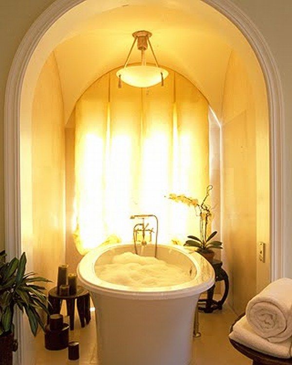 Amazing Bathroom Interiors With Gold Light Indoor Plants Bathtubs Bathroom