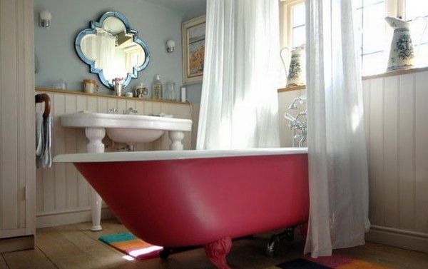 Astounding Walnut Cottage Bathroom Interiors Wooden Floor Curtain Bathtub Style Bathroom