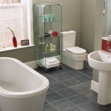 Bathroom Bathtub Minimalist Bathroom Design Grey-Wall-tile-Stylish-Bathroom-design