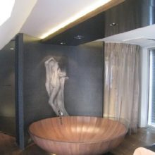 Bathroom Excellent Circle Bathtub Collection Black Wall Ornament Greek Sculpture exciting-Ultra-Modern-Bathtub-Collection-design-bathroom-idea