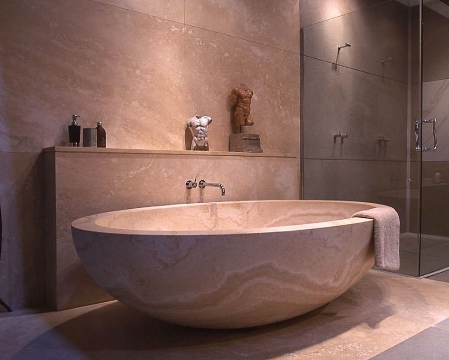 Exciting Natural Bathtub By Stone Forest Japanese Design 915x734 Bathroom