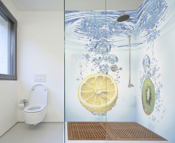 Fresh Lemonade Kiwi Pixeled Wall Decor Glass Wall Bathroom Bathroom