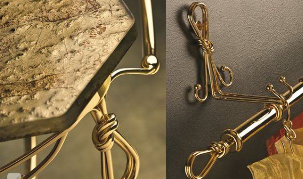 Bathroom Gold Classy Clothes Hanger Grey Background Gold Background Luxurious Bathroom Design with Elegance Look
