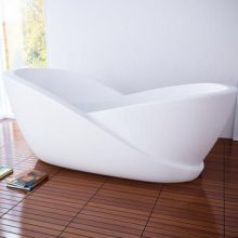 Bathroom Thumbnail size Infinity Bath Wooden Floor White Wall Large Glass Windows Copy