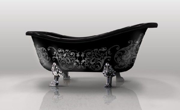 Interesting Black Modern Decorated Bathtubs Floral Patterns Bathroom Bathroom