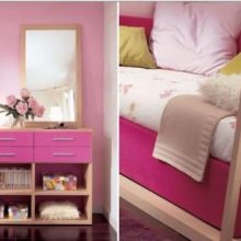 Kids Room Pink Bedroom 21 Black-glossy-floor-Children’s-Bedroom-Ideas-yellow-cupboard1