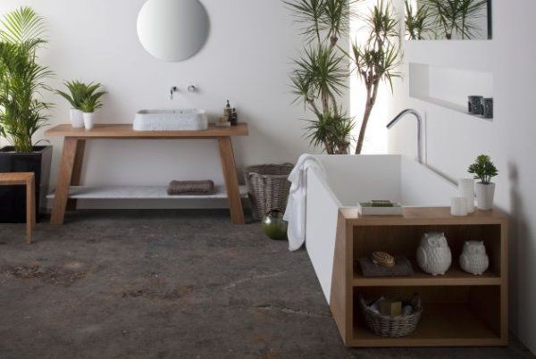 Bathroom Stone Floor White Wall White Bathtub White Bathroom Design with Exclusive Impression