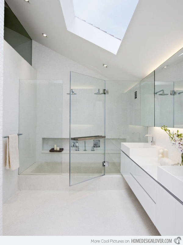 White Ceiling Stell Faucet White Towel Bathroom