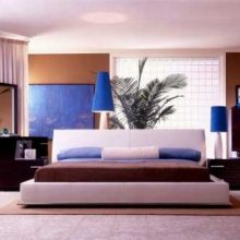 Bedroom Artistic Wall Mural Fresh Indoor Plant Low Profile Bed Artistic-wall-decoration-Black-arch-lamp-Modern-low-profile-bed-Black-wardrobe