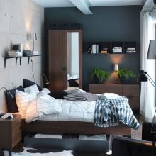 Bedroom Thumbnail size Bedroom Black And White Rugs Balck Wall Wooden Side Table White Bed Cover1 Small Bedroom Ideas to Have Comfortable Bedroom